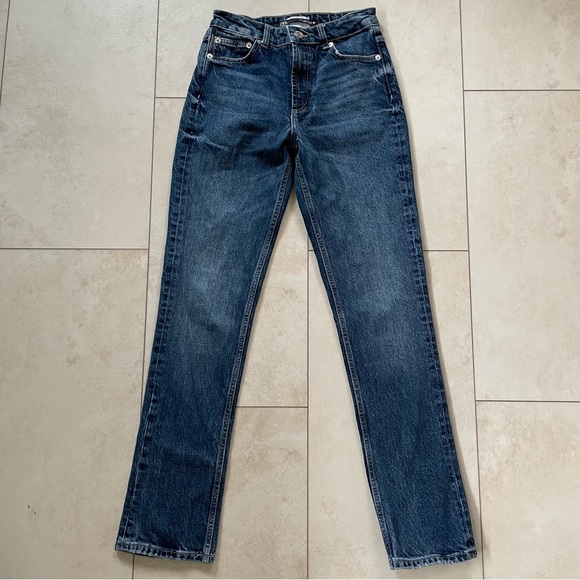 Zara Women’s 4 Slim Straight High Rise Denim Jeans Medium Wash. - Picture 1 of 7